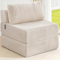 Folding Sofa Bed Convertible 4 in 1 Sleeper Chair Beige Single by MEGAYESHome
