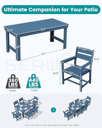 SERWALL HDPE Outdoor Dining Table and Chairs Set - Image 2