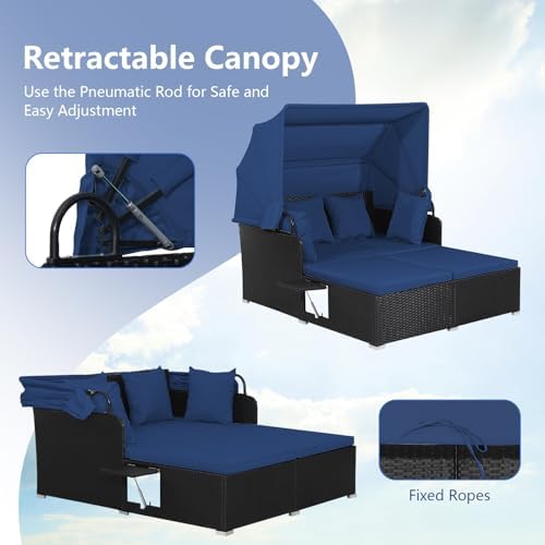 COSTWAY Outdoor Daybed with Retractable Canopy - Image 3