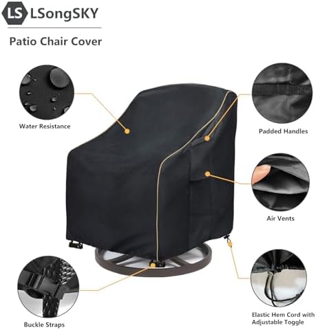 Patio Swivel Chair Cover 4 Pack, Waterproof Heavy Duty Outdoor Chair Covers - Image 4