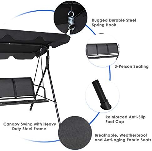 TANGKULA 3 Person Patio Swing, Steel Frame - Image 6