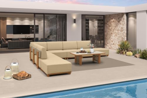 PURPLE LEAF Patio Furniture Set 9 PCS, 2 Ottomans, 1 Table by Unknown
