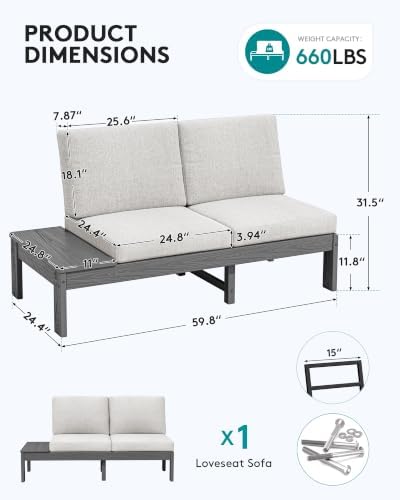 SERWALL HDPE Outdoor Loveseat Sofa, 2 Seats Patio Sofa, All-Weather Patio - Image 4