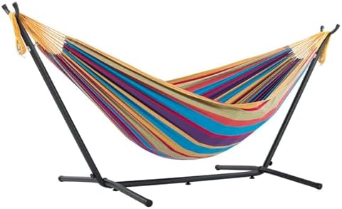 Vivere Double Cotton Hammock, Space Saving Steel Stand, 9 Ft by Vivere