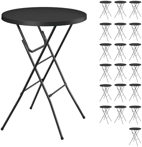 32" Round Folding Table, Plastic Bar Height Tables by IWDOO