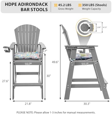 Sundale Outdoor Adirondack Bar Table and Chairs Set - Image 3