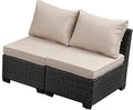 2 Piece Outdoor Wicker Armless Sofa, Patio Sectional Sofa Set by OutdoorPatioFurnitureSet