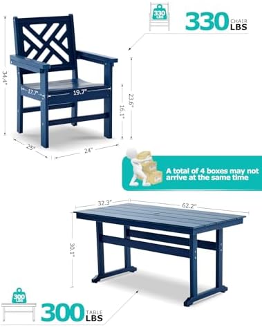 7 Piece HDPE Outdoor Dining Set - Image 6