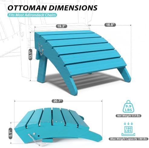 Domi Adirondack Ottoman Footstool, HDPE Outdoor Ottoman Foot Rest - Image 4