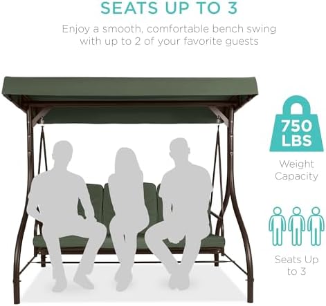 Best Choice Products 3-Seat Outdoor Large Converting Canopy Swing Glider - Image 5