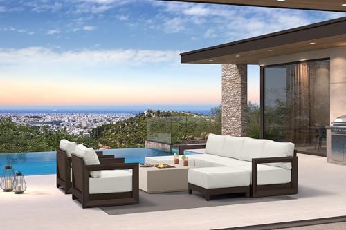 PURPLE LEAF Patio Furniture Set 8 Pcs Sectional Sofa w/Ottoman by Unknown