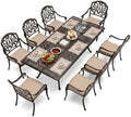 9-Piece Cast Aluminum Outdoor Dining Set Retro Patio Dining Set by Attliasalon