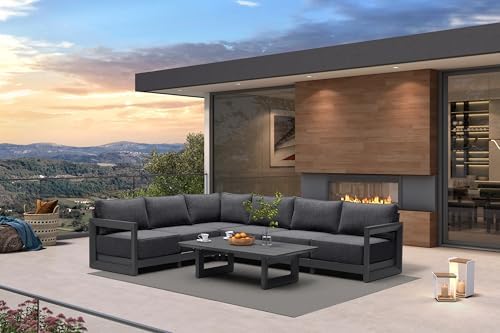 PURPLE LEAF Patio Furniture Set 7 Pcs Outdoor Sectional Sofa w/Table by Unknown