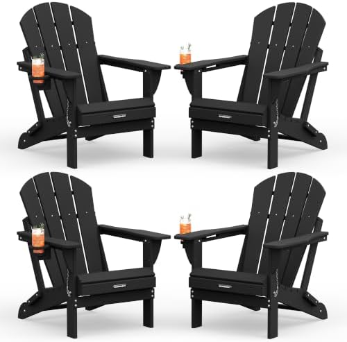 MUCHENGHY Folding Adirondack Chairs Set of 4, HDPE Patio Chair by MUCHENGHY