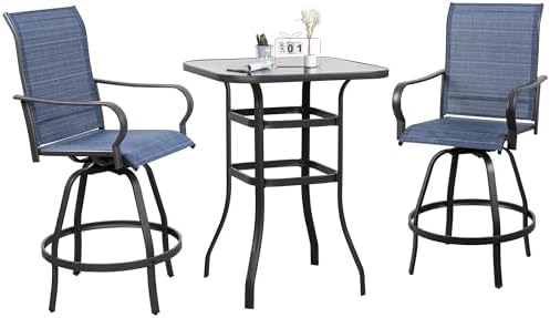 Shintenchi 3PC High Top Patio Table and Chairs, Outdoor Bar Stools Set - Image 7
