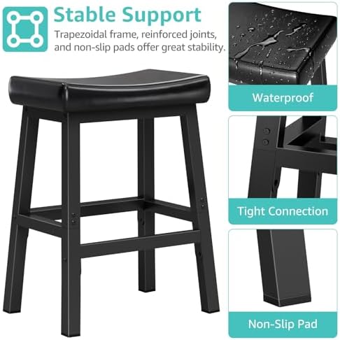 24 Inch Bar Stools for Kitchen Island, Kitchen Chairs Counter Height Stools - Image 7