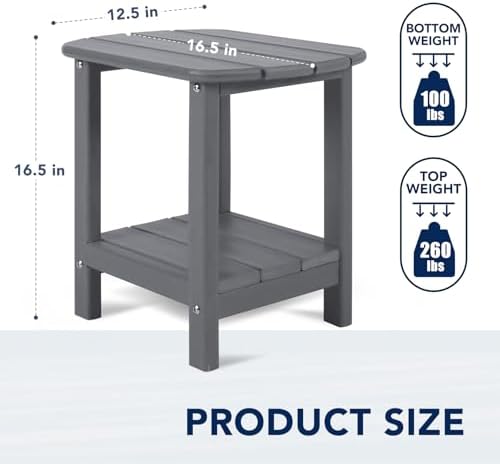 nalone Adirondack Side Table 16.5" Outdoor Side Table HDPE Plastic Double - Image 3