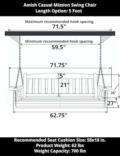 Amish Heavy Duty 800 Lb Mission Treated Porch Swing - Image 2