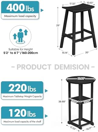 Ciokea 3 Pcs Outdoor Bar with Stools, Space-Saving Round Bistro Set, High-Top - Image 3