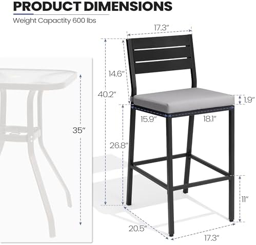 26.8"Outdoor/ Indoor Counter Height Bar Stools Set of 2 - Image 2