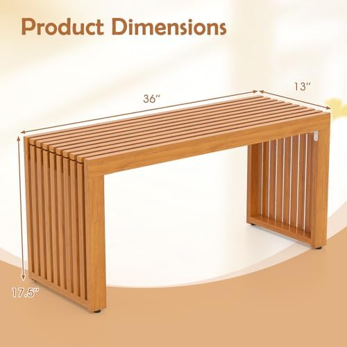 Tangkula Acacia Wood Outdoor Bench, 36”Garden Bench - Image 3
