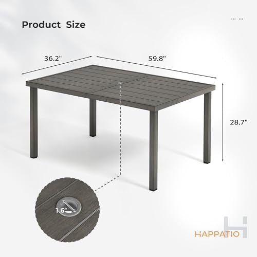 Outdoor Dining Table for 6, Rustproof Aluminum Frame for Poolside Lawn Garden - Image 3