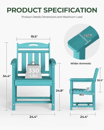 HDPE Outdoor Patio Dining Chairs - Image 2