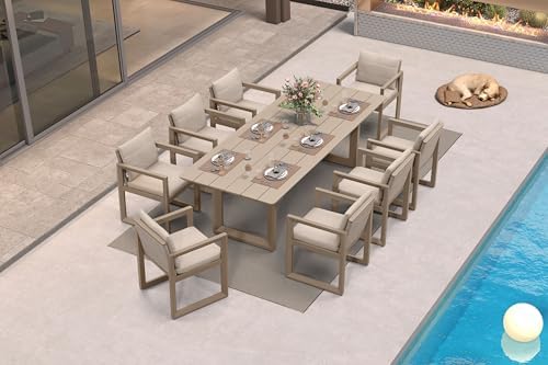 PURPLE LEAF Patio Dining Set for 8 Modern Table Set, Soft Cushions by Unknown
