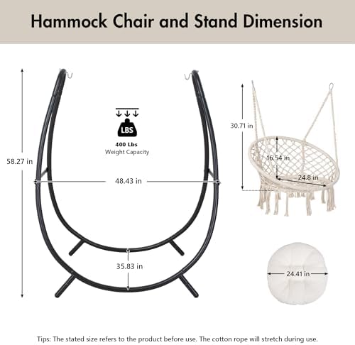 ANOW Patio Macrame Hammock Chair - Image 3