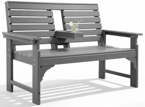 Outdoor Bench, HDPE 2-Person Garden Bench by KULAMOONLIFEHOUSE