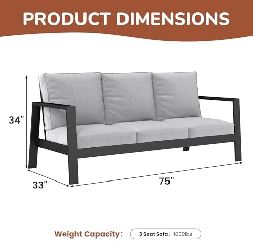 Wisteria Lane Aluminum Outdoor Couch, Patio Sofa - Image 2