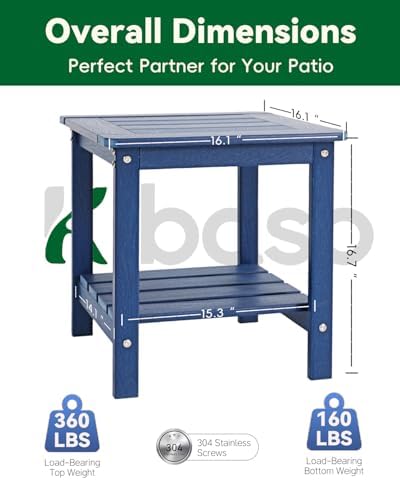 Outdoor Side Table, 2-Tier HDPE Small Patio Table Set of 2 - Image 3