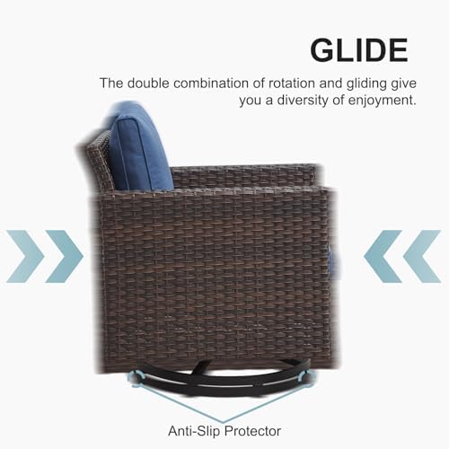 Outdoor Bistro Set 3 Piece Wicker Swivel Rocker Patio Chairs, Oversize Outdoor - Image 6