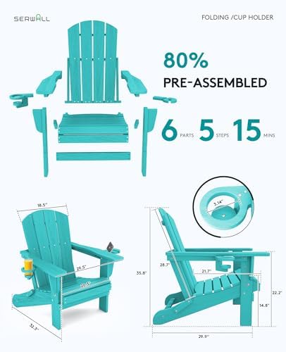 SERWALL Outdoor Adirondack Chair Set of 8 - Image 3