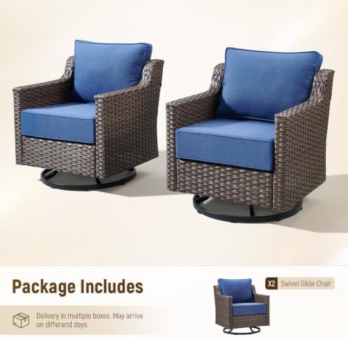 Luxury 6" Thick Cushioned 2-Piece Swivel Rocker Patio Chairs - Image 6