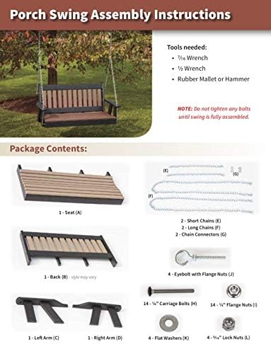 Poly Lumber Wood 4FT Porch Swing Amish Craftsmandship Made in USA HDPE - Image 6