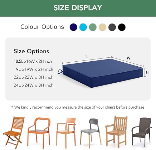 Outdoor Chair Cushions Set of 4: Waterproof & Fade Resistant Deep Seat Cushion - Image 6