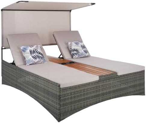 SAFAVIEH Outdoor Adora Daybed, 78.7" Grey Brown & Taupe PAT7758A - Image 7