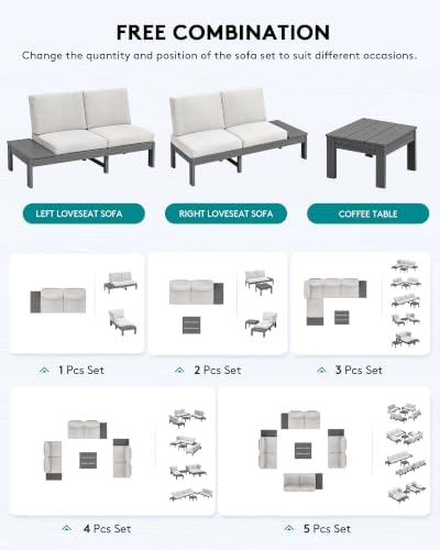 SERWALL HDPE Patio Furniture Set, 8 Seats Outdoor Sectional - Image 3