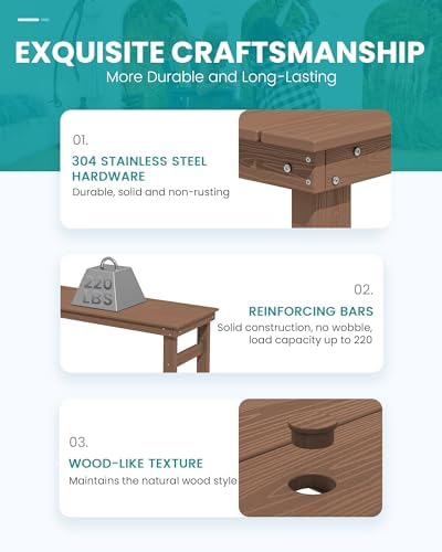SERWALL Outdoor Bar Set, 4 Adirondack Bar Chairs & Bar Height Table - Image 4