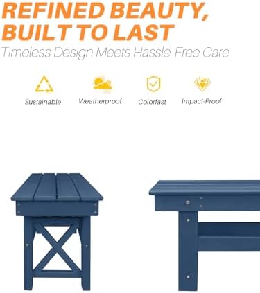 HDPE Outdoor Bench, Poly Lumber Adirondack Benches, All Weather HDPE Garden - Image 6