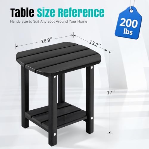 2-Tier Patio Side Table, Heavy Duty HDPE Outdoor End Table - Image 3