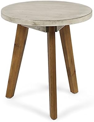 Christopher Knight Home Gino Outdoor Acacia Wood Side Table, Light Gray - Image 4