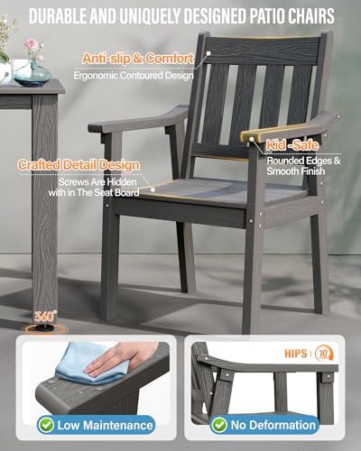 YEFU 5-Piece Patio Table Set, All-Weather HIPS, Metal Aluminum Frame - Image 6