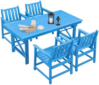 HDPE Patio Dining Set, 5-Piece Outdoor Table and Chairs by SeeHill