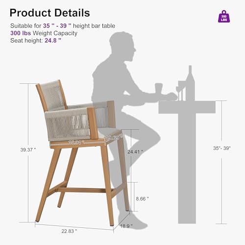 PURPLE LEAF Counter Height Bar Stools Set of 4 - Image 2