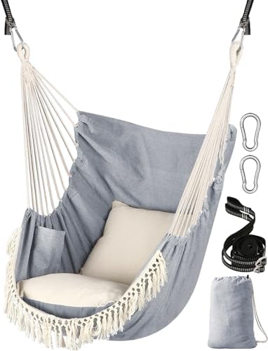 Chihee Hammock Chair with Strong Webbing Straps Hooks Suspension 2 Cushions by Chihee
