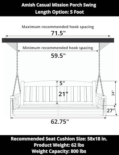 Amish Heavy Duty 800 Lb Mission Treated Porch Swing - Image 4