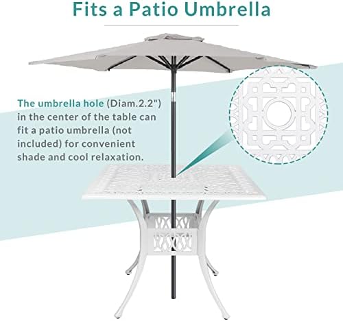 35.4" Square Patio Dinning Table, Outdoor Cast Aluminum Dinning Large Table - Image 6
