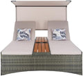 SAFAVIEH Outdoor Adora Daybed, 78.7" Grey Brown & Taupe PAT7758A by Unknown